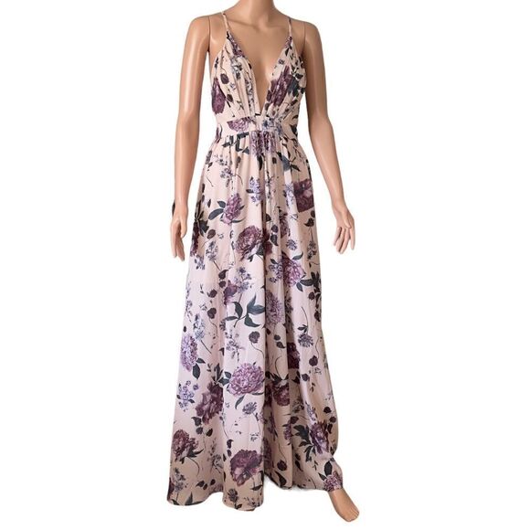 SHEIN Crisscross Back Floral Maxi Dress LARGE - Picture 2 of 14